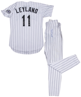 1999 Jim Leyland Game Used, Signed & Inscribed Colorado Rockies Home Uniform - Jersey & Pants (Beckett)
